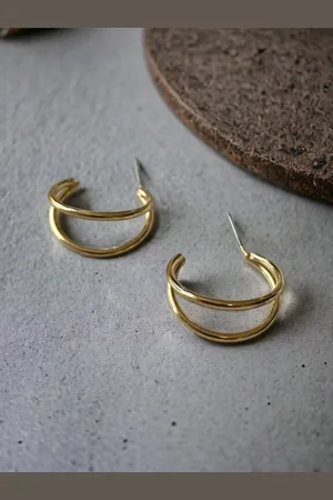 ISHKAARA Gold-Plated Circular Half Hoop Earrings
