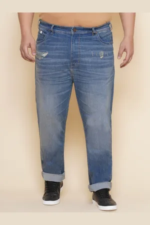John Pride Plus Size Men Mid-Rise Low Distress Light Fade Stretchable Jeans