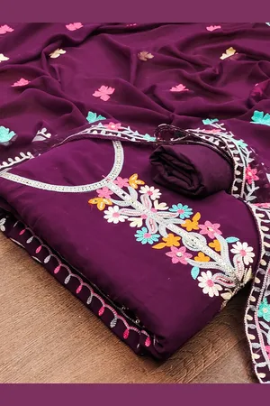 MANVAA Floral Embroidered Unstitched Dress Material