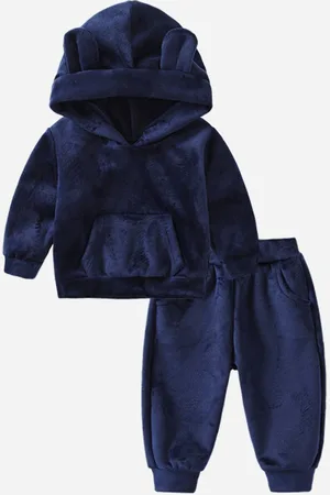 Stylecast Girls Navy Blue Hooded Sweatshirt with Joggers