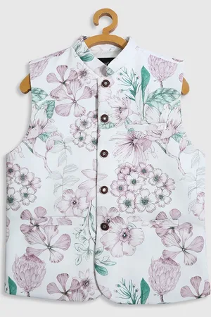 CAVIO Boys Printed Comfort Fit Pure Cotton Woven Nehru Jacket