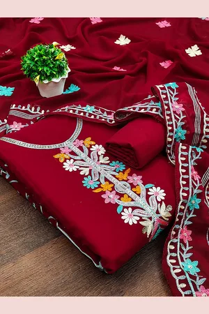 MANVAA Floral Embroidered Unstitched Dress Material