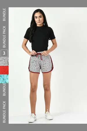 BAESD Women Pack Of 3 Conversational Printed High-Rise Pure Cotton Shorts