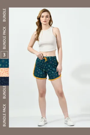 BAESD Women Pack of 3 Conversational Printed High-Rise Pure Cotton Regular Shorts