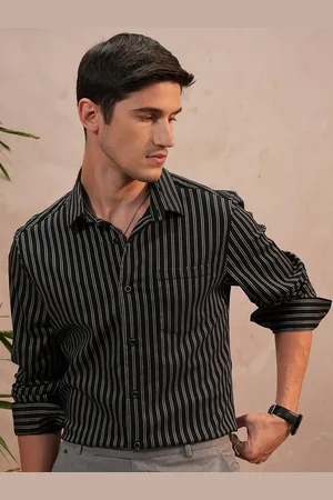 LocoMotive Luxe Dobby Textured Striped Party Evening Shirt