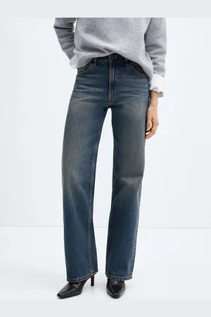 MANGO Women Pure Cotton Straight Fit Light Fade Jeans