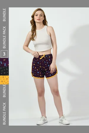 BAESD Women Pack Of 3 Conversational Printed High-Rise Pure Cotton Shorts