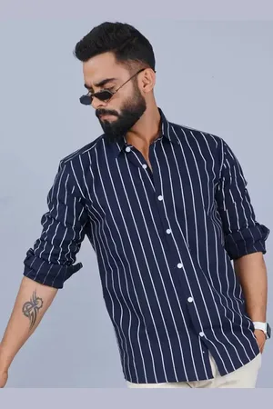 FUBAR Slim Fit Vertical Striped Spread Collar Long Sleeves Casual Shirt