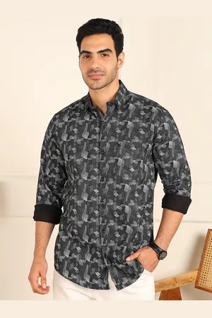 FUBAR Slim Fit Geometric Printed Long Sleeves Casual Shirt