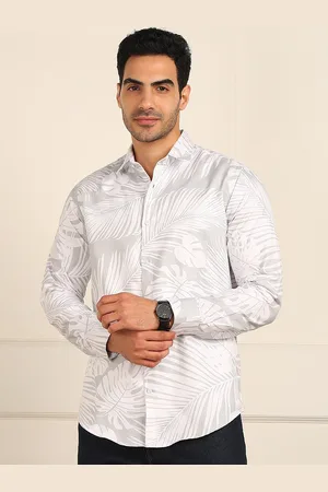 FUBAR Slim Fit Tropical Printed Spread Collar Long Sleeves Casual Shirt
