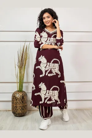 Vishudh Animal Printed Regular Pure Cotton Kurta with Salwar