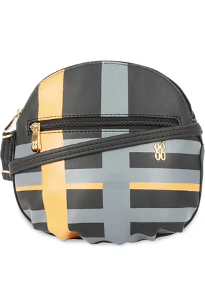 Baggit Striped PU Half Moon Sling Bag with Tasselled