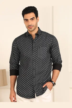 FUBAR Slim Fit Geometric Printed Spread Collar Long Sleeves Casual Shirt