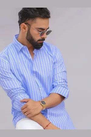FUBAR Slim Fit Vertical Stripes Spread Collar Long Sleeves Casual Shirt