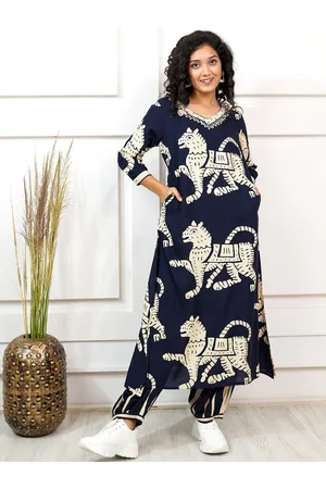 Vishudh Printed A-Line Kurta with Salwar