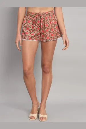 HANDICRAFT PALACE Women Floral Printed Mid-Rise Cotton Shorts
