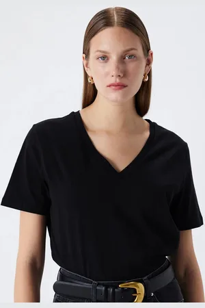 Color Capital V Neck Short Sleeves Relaxed Top
