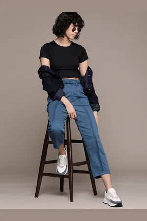 Roadster The Lifestyle Co. Women Panelled Trousers with Belt