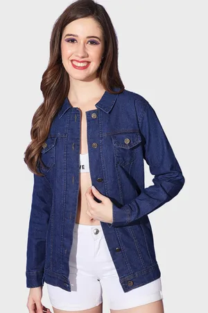 BuyNewTrend Washed Spread Collar Lightweight Longline Denim Jacket