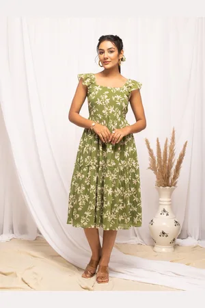 FIORRA Floral Print Georgette Fit & Flare Midi Dress
