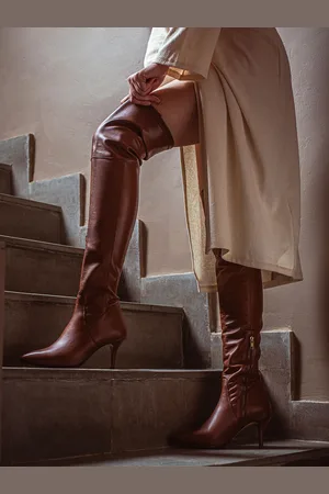 SAINT G. Tan Leather High-Top Regular Heeled Boots