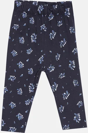 Kryptic Girls Navy Blue & White Printed Cotton Capris
