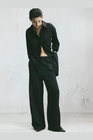 H&M Women Linen-Blend Pull-On Trousers