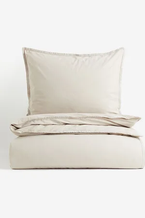 H&M Beige Washed Cotton Single Duvet Cover Set