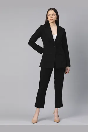 Cottinfab Women Solid Single-Breasted Two-Piece Suit