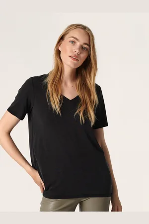 Color Capital V Neck Short Sleeves Relaxed Top