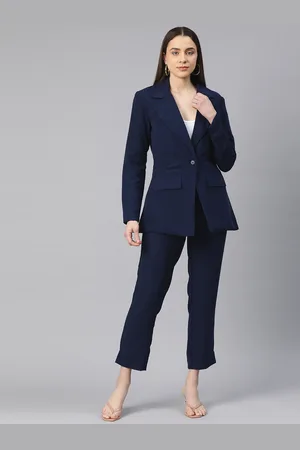 Cottinfab Women Solid Single-Breasted Two-Piece Suit