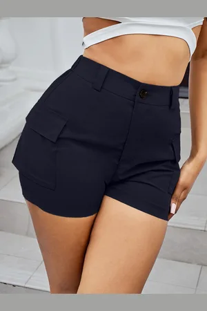 Aahwan Women Loose Fit High-Rise Cargo Shorts