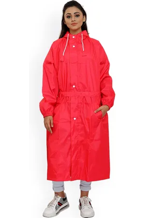 THE CLOWNFISH Women Waterproof & Seam Sealed Long Rain Jacket