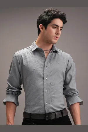 LocoMotive Premium Men Luxe Wrinkle Textured Evening Party Shirt