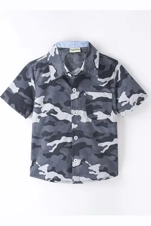 CrayonFlakes Boys Camouflage Printed Cotton Casual Shirt