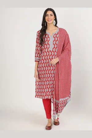Divena World Paisley Printed Gotta Patti Pure Cotton Straight Kurta with Trousers & Dupatta