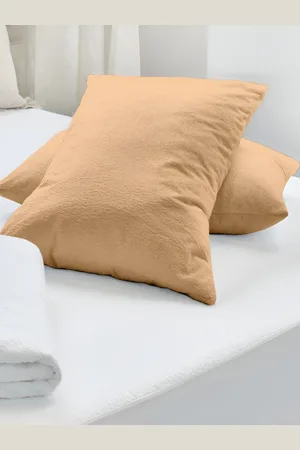 CURIOUS LIFESTYLE Beige 2 Pieces Solid Pure Cotton Rectangle Pillow Covers