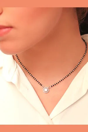 Zavya Women Rhodium-Plated 925 Sterling Silver Cubic Zirconia Mangalsutra