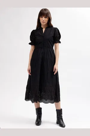 Elle Puff Sleeve Fit & Flare Midi Dress