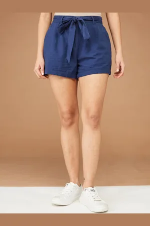 Fabindia Women Mid-Rise Cotton Linen Shorts
