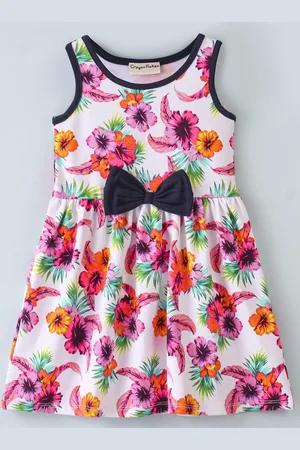 CrayonFlakes Girls Floral Printed Round Neck Fit & Flare Dress