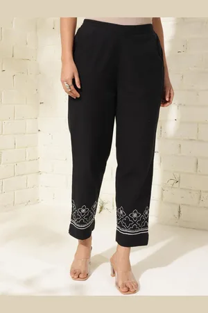 Fabindia Women Embroidered Mid-Rise Regular Fit Trousers