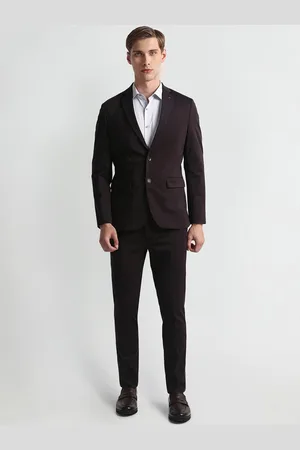Arrow Self Design Notched Lapel Single-Breasted Slim Fit Two Piece Suit