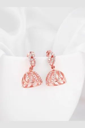 GIVA Rose Gold Plated 925 Sterling Silver Zircon Contemporary Jhumkas