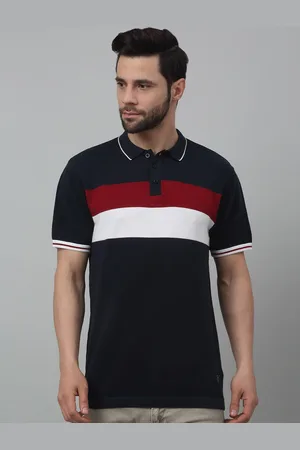 CANTABIL Colourblocked Polo Collar Short Sleeves Pure Cotton T-shirt