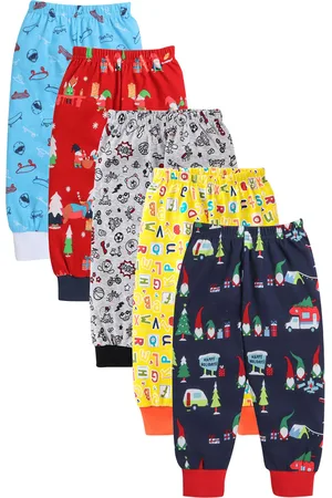 EIO Kids Pack Of 5 Conversational Printed Pure Cotton Joggers