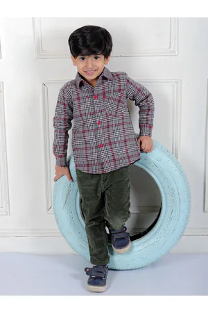 Superminis Boys Tartan Checked Standard Cotton Fleece Casual Shirt