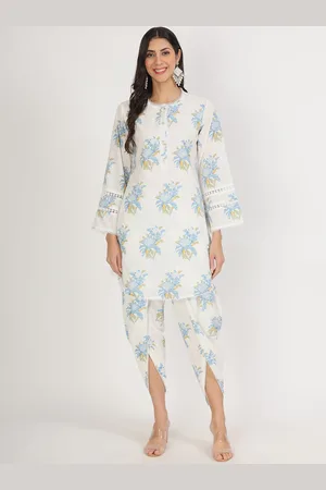 Divena World Floral Printed Straight Pure Cotton Kurta with Dhoti Pants