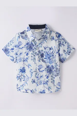 CrayonFlakes Boys Floral Opaque Printed Cotton Casual Shirt