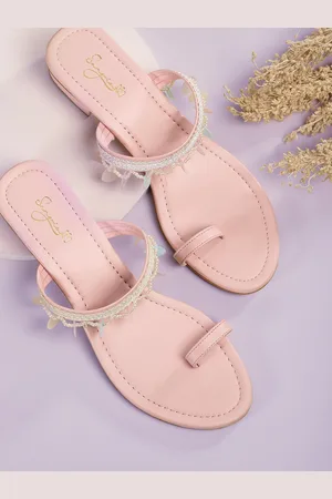Sangria Women Embellished Lace Insert Detail Ethnic Block Heels